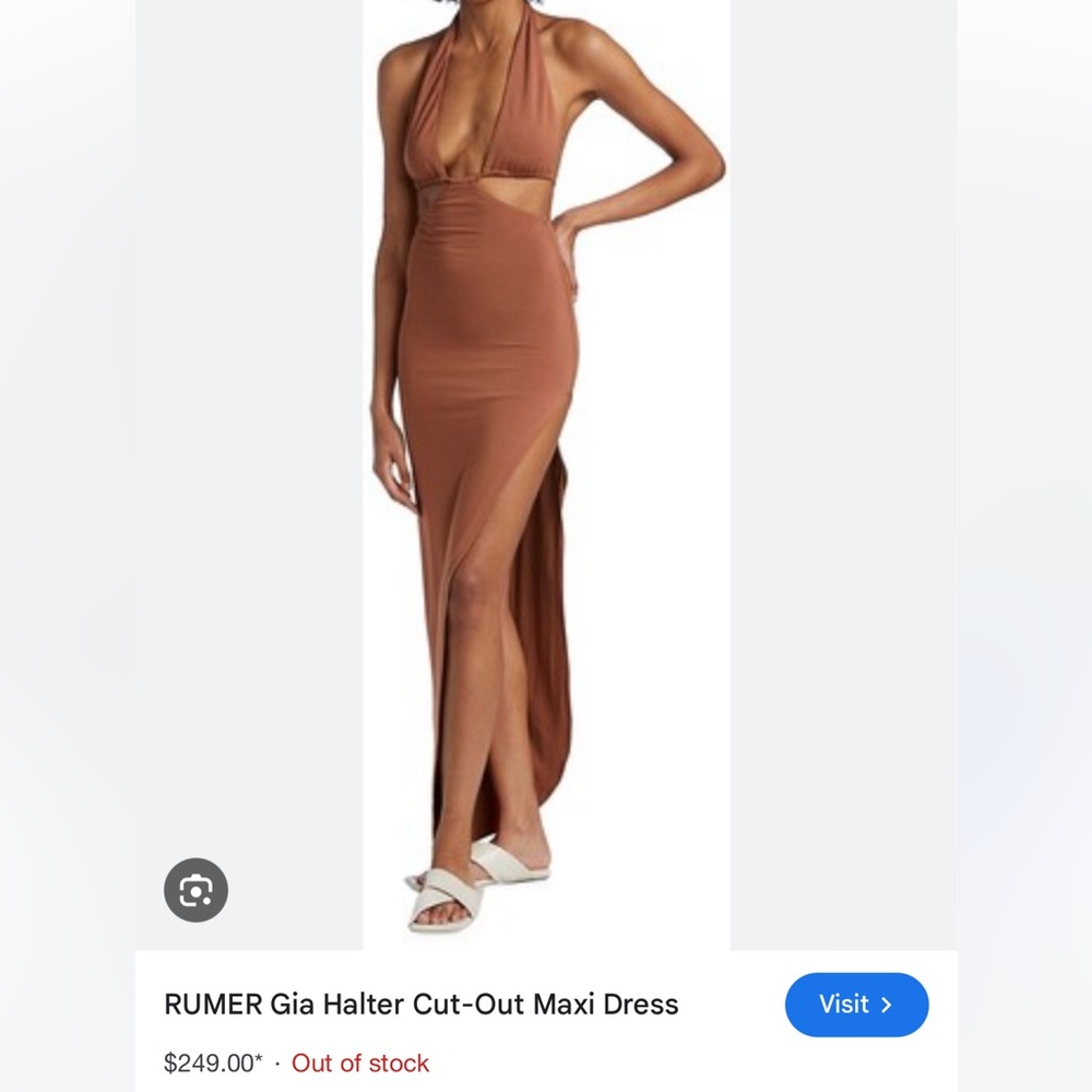 Brown Halter Cut-Out Maxi Dress